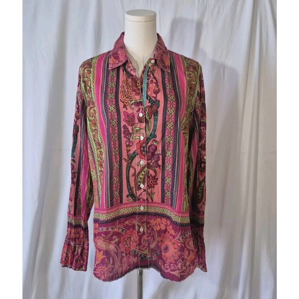 Cino Womens Designer Colorful Abstract Blouse Top Medium